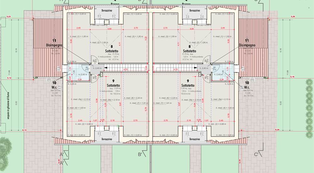 progetto piano sottotetto bifamiliare