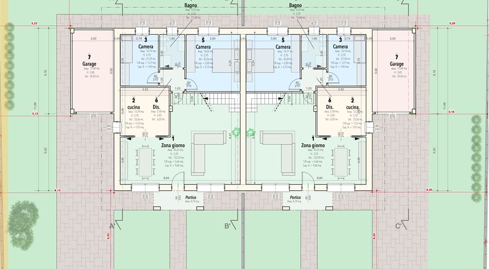 progetto piano terra bifamiliare